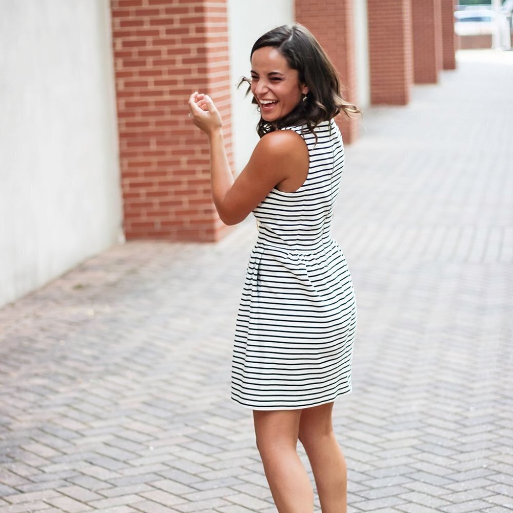 NEW J Crew Striped Fit + Flare Dress